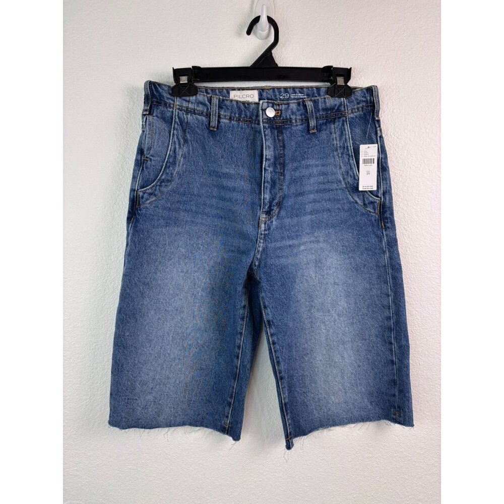 Pilcro Anthropologie women's 29 high rise denim shorts long length‎ cutoff